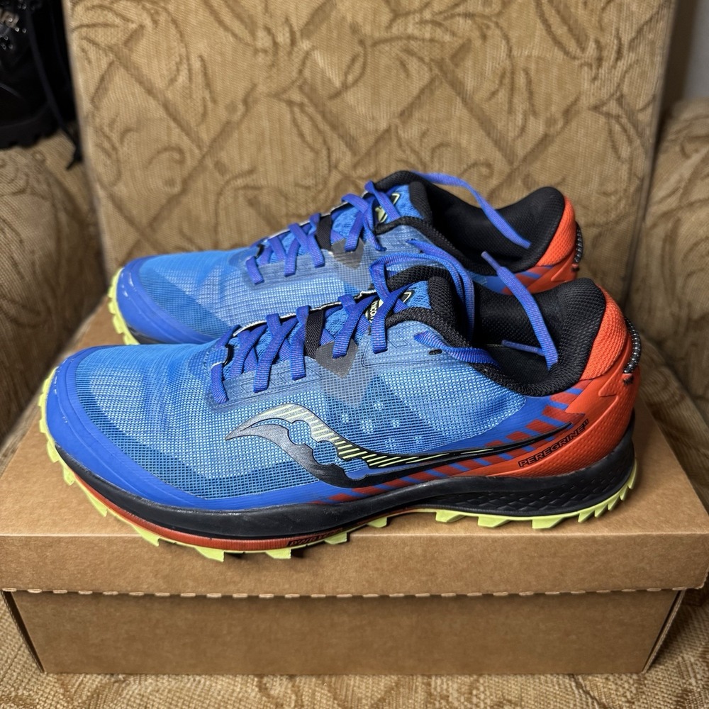 Saucony Mens Peregrine 11 S20641-30 Blue Red Running Shoes Sneakers Size 9‎ EUC!